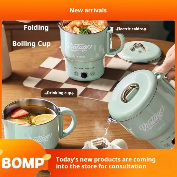 SG-Local Seller-2025 Upgraded AUX All Steel Folding Kettle - Portable Electric Travel Kettle, 316 Stainless Steel Mini Hot Water Cup for Home and Travel.